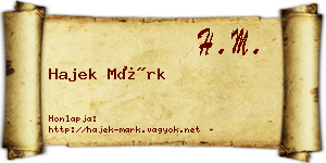 Hajek Márk névjegykártya